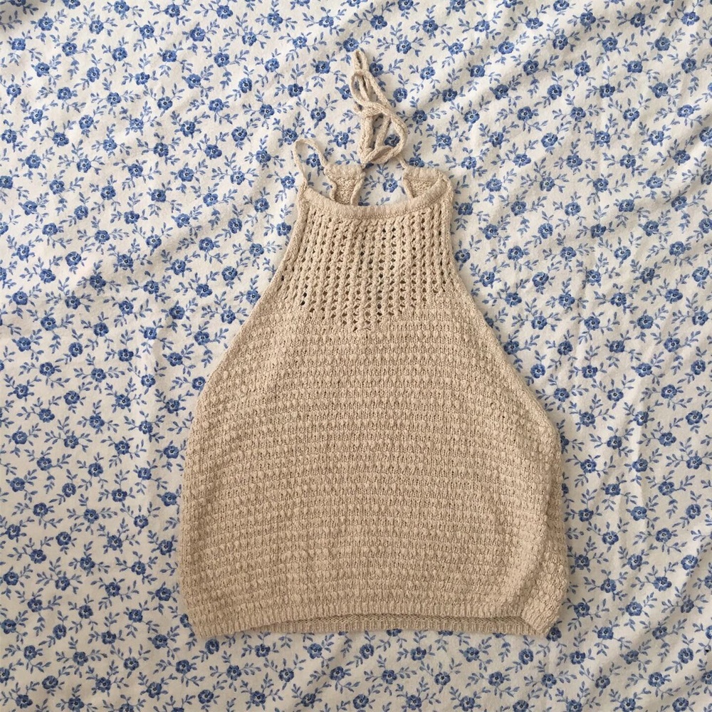 knit high neck tank top
